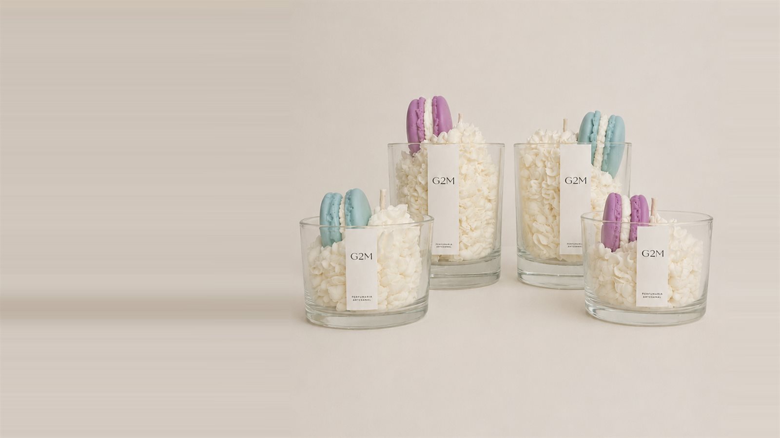 Velas com macarons de cera, do atelier G2M